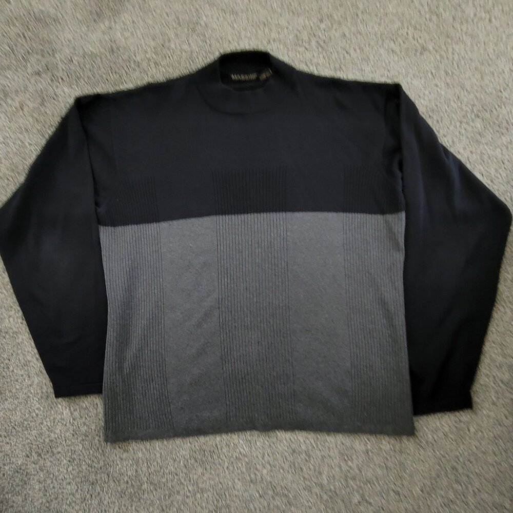 Men's Massini Mock Neck Black & Grey Pullover Sweater size Large